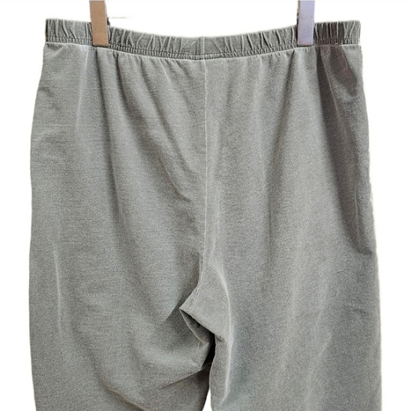 Hot Cotton Green Pull On Cropped Comfort Basic Pants Size Large Minimalist - Picture 7 of 11